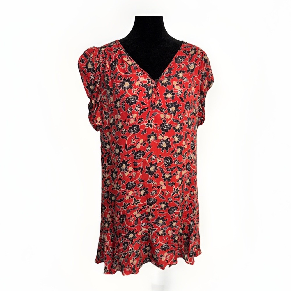 Parker Corrine 100% Silk Floral Mini Shift Dress Woman's‎ Size Small V-Neck